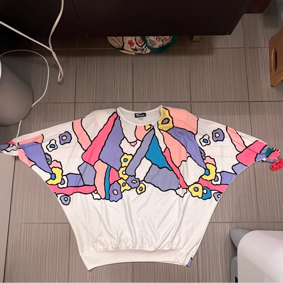 Vintage Abstract Geometric Shirt Oversized Colorful Peter Max vibes 2X 80s 90s - Picture 4 of 15